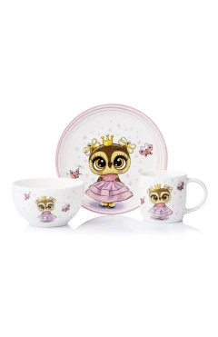 ARDESTO Набір дитячого посуду Princess owl 3 ін., фарфор