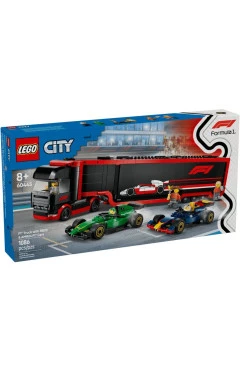 Конструктор LEGO City вантажівка F1 з автомобілями rb20 та amr24, арт. 60445