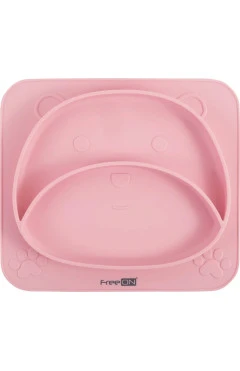 Силиконовая тарелка детская FreeON Bear розовая, арт. 39692