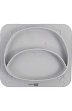 Силиконовая тарелка детская FreeON Bear серая, арт. 39678