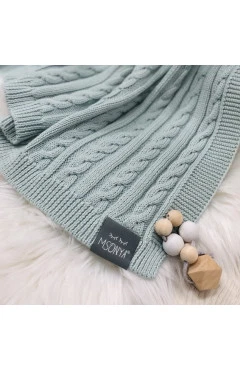 Плед с узором косы мятный, арт. 825747
