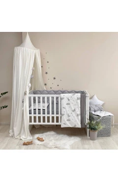 Комплект постельного белья Baby Mix Облака серые с луной для новорожденных серый стандарт, арт. 0291487