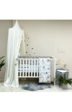 Комплект постельного белья для новорожденного Baby Mix Железная дорога серый, стандарт