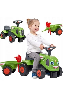 Детский трактор каталка с прицепом Falk 212C Baby Claas green
