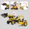 Детский трактор на педалях 2086Y Komatsu желтый с прицепом и ковшами