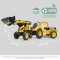 Детский трактор на педалях 2086Y Komatsu желтый с прицепом и ковшами