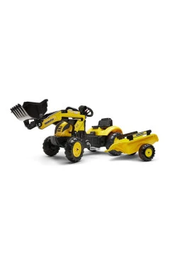 Детский трактор на педалях с прицепом, передним ковшом Falk 2076M Komatsu yellow