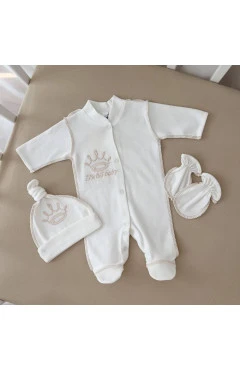 Чоловічок BetiS "BetiS baby" з шапочкою та рукавичками, молочний, зріст 56, арт. 16205