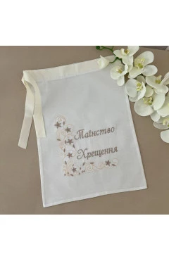 Мішечок для хрестильного BetiS "Таїнство Хрещення" 30x40 см, молочний/кавовий, арт. 25712