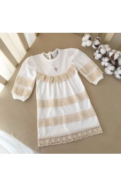 Рубашка BetiS "Вдохновение" для девочки, длинный рукав, молочный, арт. 23408