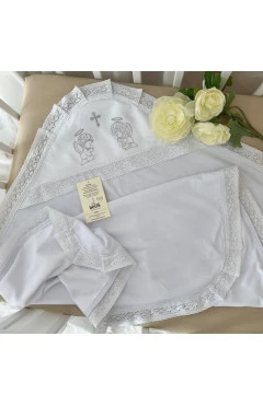 Крижма BetiS "Аріна В" двойная с вышивкой, белый/серебро, 75*100 см, арт. 23580