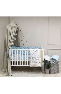 Комплект постельного белья Baby Mix для новорождённого Паровозики, голубой, арт. 0291559