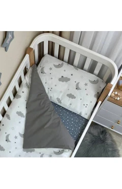 Переменная постель Baby Mix Облака серые с месяцем, арт. 0391487