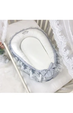 Кокон для хлопця синій з мереживом, арт. 5060183