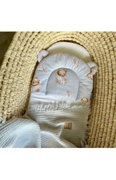 Подушка з вушками поплін Ведмедик у ковдрі сірий (130046), арт. 130072