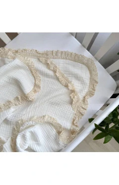 Крижма муслін з еластичним мереживом біла, арт. 3416632