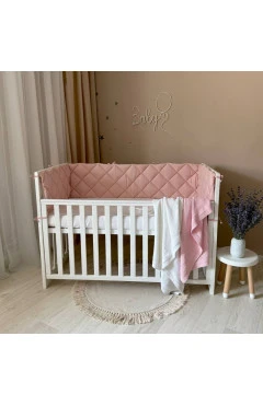 Бортик стьобаний "Baby Dream" на 3 сторони поплін пудра темна, арт. 2203245