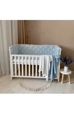 Бортик стьобаний "Baby Dream" на 3 сторони поплін блакитний, арт. 220307
