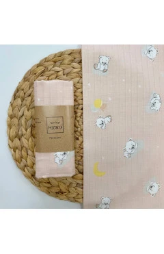 Пеленка муслин Teddy Bear пудра 80х100 +/- 2см, арт. 4666995