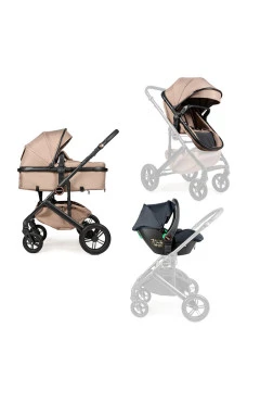Коляска 3в1 трансформер Ninos Ave dark beige з автокріслом 0+, арт. NAV3V12026DB