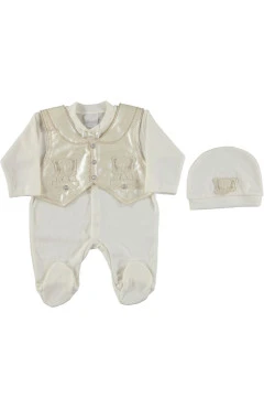 ползунки с шапочкой для мальчика (интерлок), молочный, Sonmez Bebe, арт. 712390