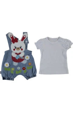 Летний комплект для девочки, белый/джинс, Temiz Baby Турция, арт. 76861