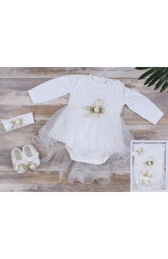 Хрестильний комплект для дівчинки ,молочний ,100%бавовна ,Babylia