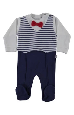 ползунки для мальчика (интерлок), молочный/синий, Puan baby, арт. 7928500