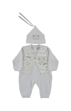 ползунки з шапочкою для хлопчика (інтерлок), молочний/бежевий, Sonmez Bebe, арт. 56398