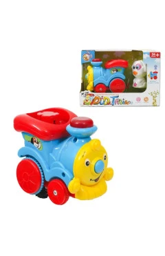 Музыкальный паровозик ,синий ,YG toys