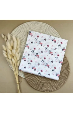 Пелюшка ситцева 95*100 ,білий/рожевий/панди ,100%бавовна ,Кена