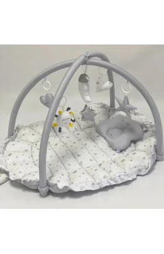 Кокон-коврик унисекс ,белый/серый ,100%хлопок ,Happy Luna .