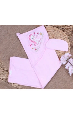 Полотенце махровое после купания для девочки, розовый/дино, Babush Baby, арт. 972000