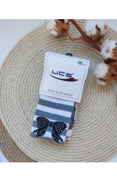 Колготки для девочки белый/серый/полоска UCS, арт. 941273