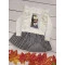 Комплект юбка и кофточка ,молочный/черный/Doll ,65%вискоза 30%полиэстер 5%эластан ,., для девочек, 869298