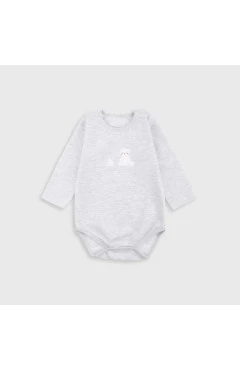 Боди утепленный унисекс ,серый/мишка ,90 % хлопок 10%  полиестер ,Flamingo .