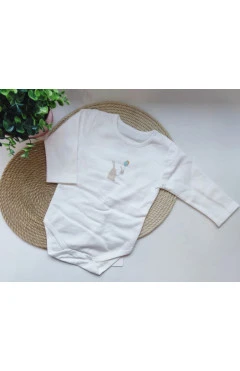 Боді утеплений унісекс, молочний/зайчик, 90% бавовна 10% поліестер, Flamingo.