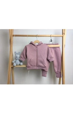 Утеплений комплект кофточка і штани для дівчинки, пудра, 70% бавовна 30% поліестер, Flamingo.