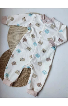 Ромпер с начесом для мальчика ,молочный/BEAR ,100%хлопок ,Flamingo .