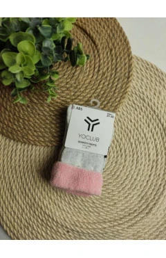 Махрові шкарпетки для дівчинки, сірий/кораловий, Yo Club, арт. 500053