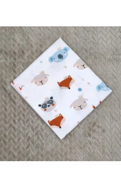 Пеленка фланелевая 95*100 ,белый/звери ,100%хлопок ,Кена