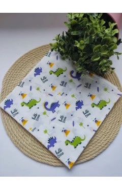 Пелюшка ситцева 95*100 білий/динозаври кена, арт. 33315
