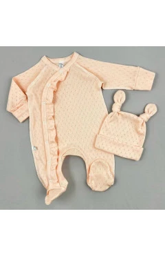 Ползунки с шапочкой для девочки (ажур), персиковый, Mario kids, арт. 300905