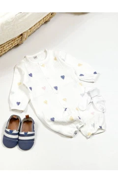 Ромпер унисекс (интерлок), белый, сердца, Twinsbaby, арт. 738055