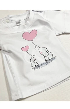 Футболка для девочки, белый/слоненок, Twinsbaby, арт. 2015001