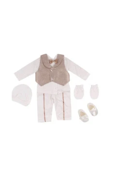 Крестильный набор для мальчика, молочный, р.56, Турция, Babylia, арт. 201200