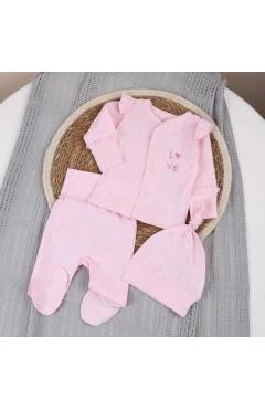 Комплект для дівчинки (розпашонка, повзунки, чепчик) ажур, рожевий, Flamingo, арт. 345122