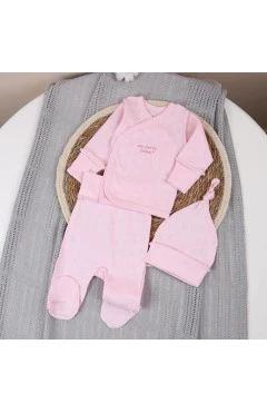 Комплект для дівчинки (розпашонка, повзунки, чепчик) ажур, рожевий, Flamingo, арт. 445122