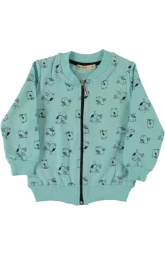 Кофта Moccis для девочки бирюзовая с птичками на замке р.98-116 Турция, арт. 0070612
