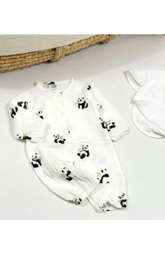 Ромпер унисекс (муслин), белый/panda, Twinsbaby, арт. 738069